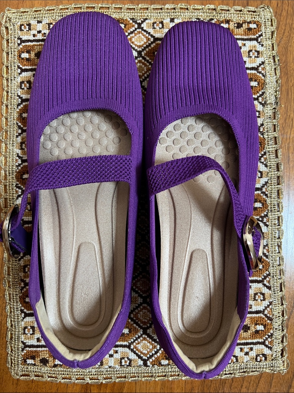 GHIBHNA Purple Knitted Mary Jane Flats size 41